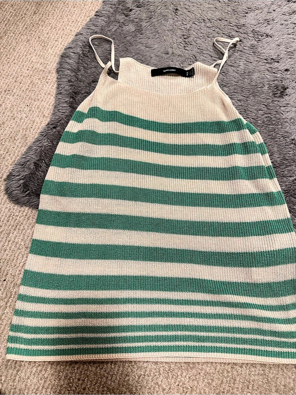 Vero Moda Striped Knit tank in Green & Cream Size Large